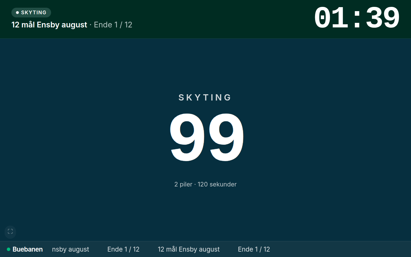 The arena screen in the shooting phase with a full-screen countdown